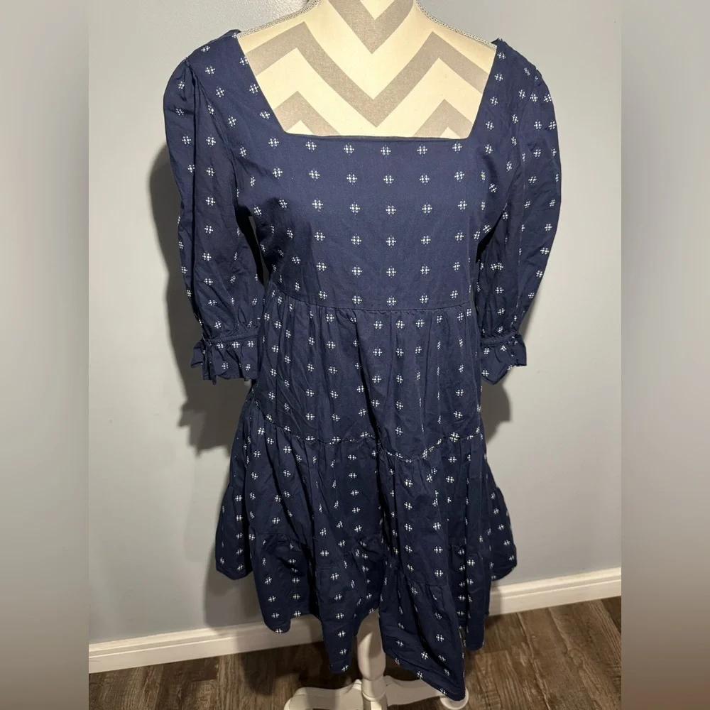 Madewell Blue Dress with White Pattern